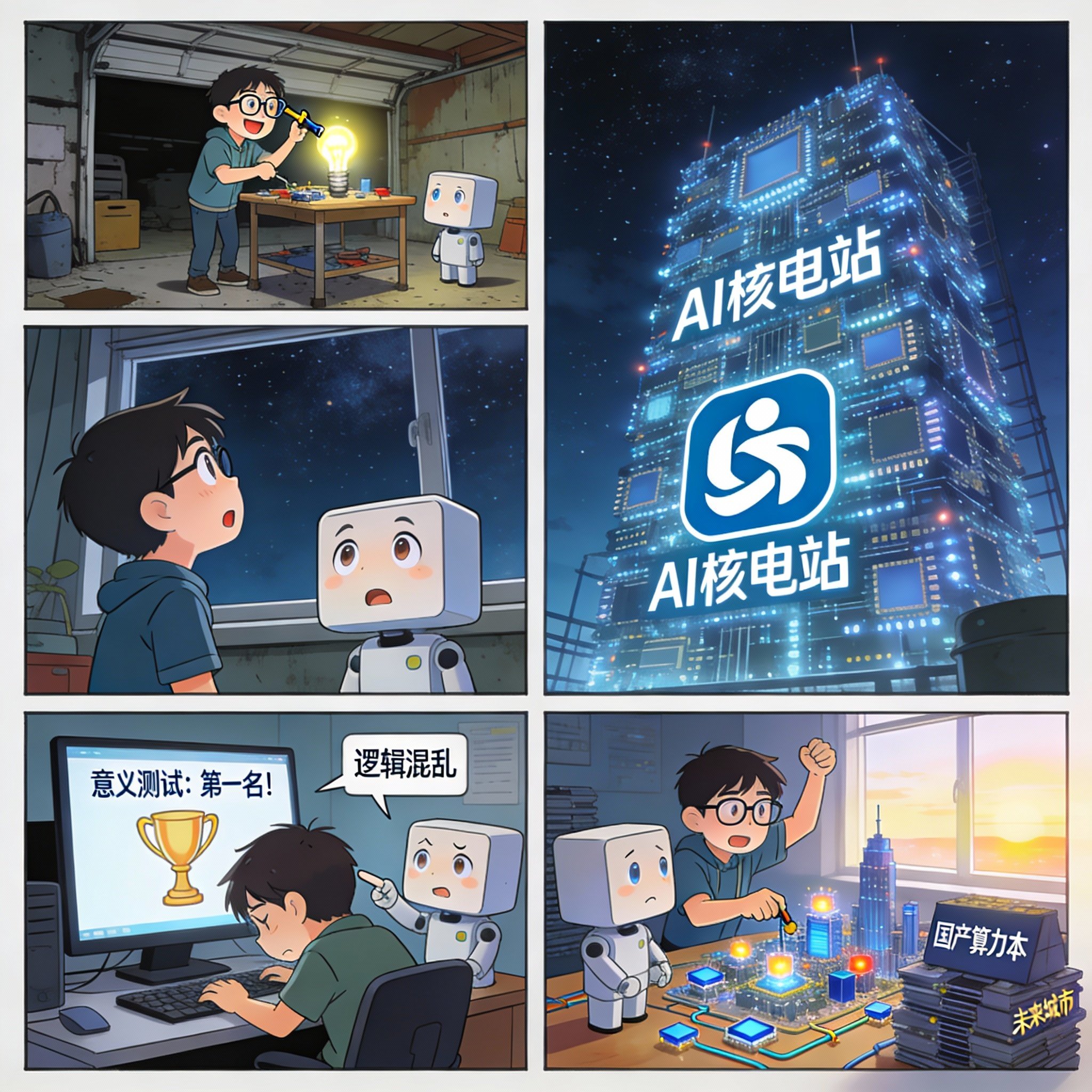 扎克伯格买下“AI核电站”，我们却还在争论哪个灯泡更亮 - 4格漫画